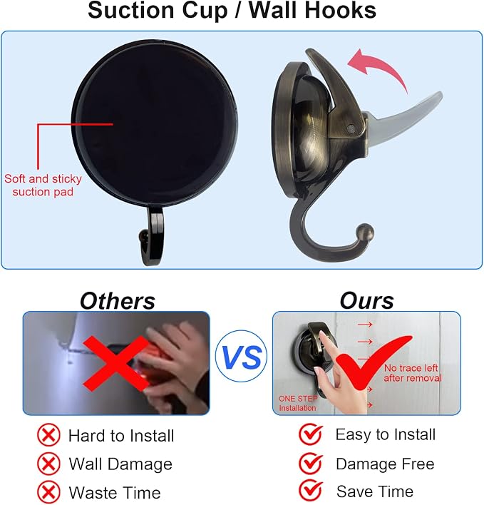 Heavy Duty Suction Cup Hooks for Shower, Bathroom Robe - Image 5