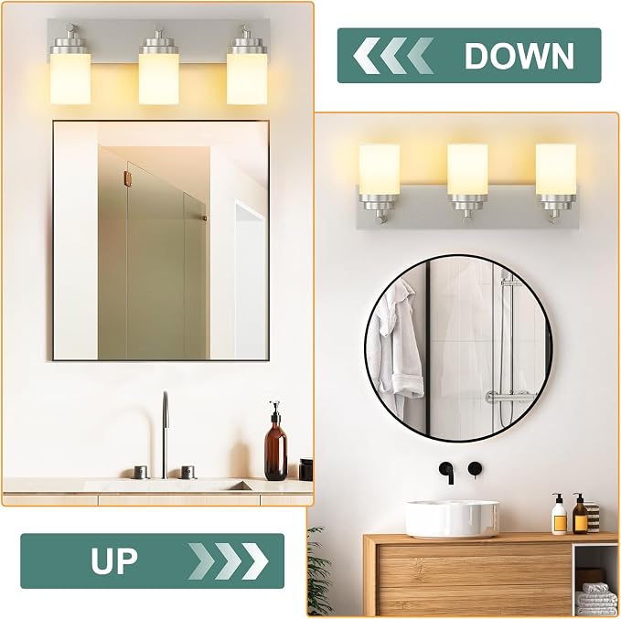 IZORRO Bathroom Vanity Light Fixture, 3-Light 22 Inch Brushed Nickel Bathroom - Image 6