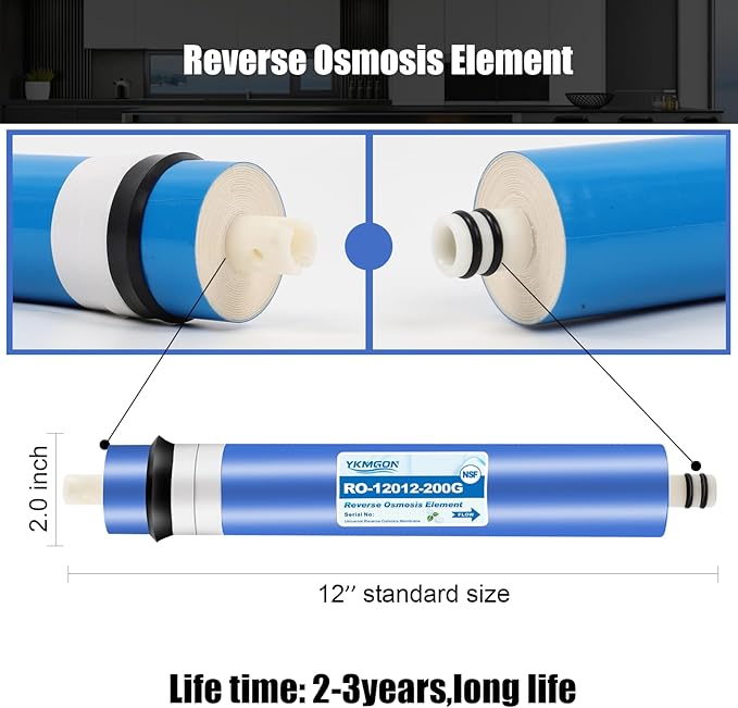2012-200 GPD Universal Reverse Osmosis RO Membrane Element，12"x2" Replacement - Image 2