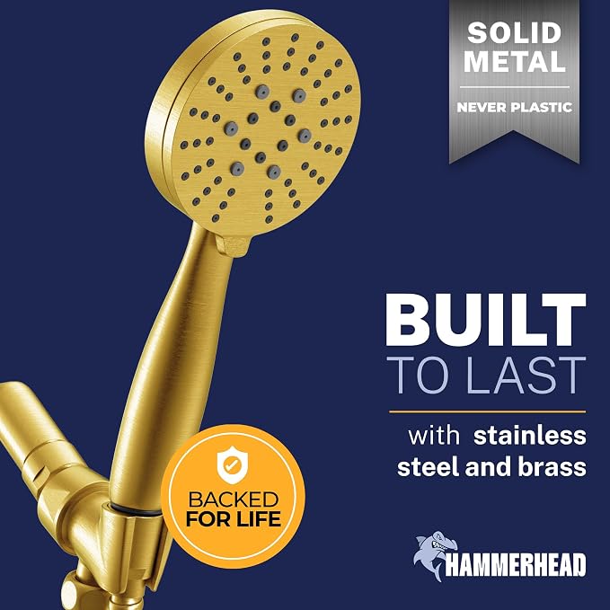HammerHead Showers® Solid Metal 3-Spray Handheld Shower Head - Image 2