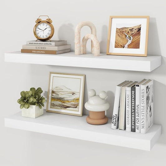 Floating Shelves for Wall, 9.3" Deep Wall Mounted Wood Shelves for Bathroom by Unknown