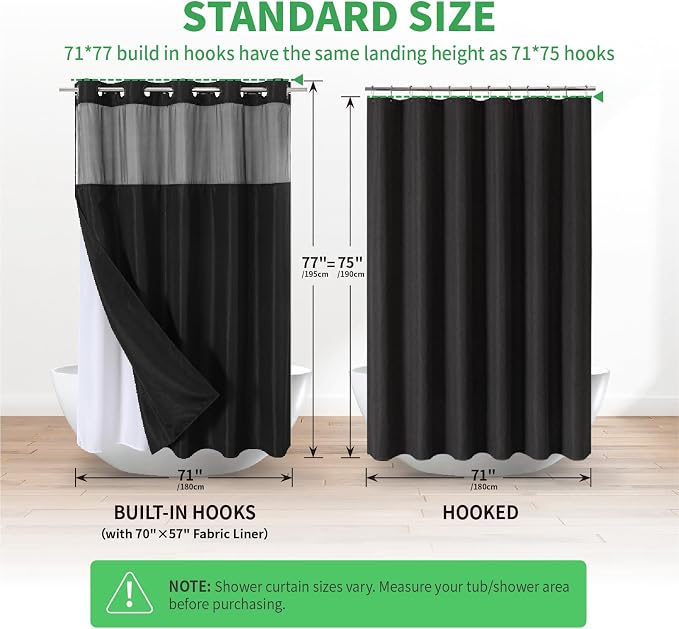 No Hooks Needed Linen Textured Shower Curtain - Image 6