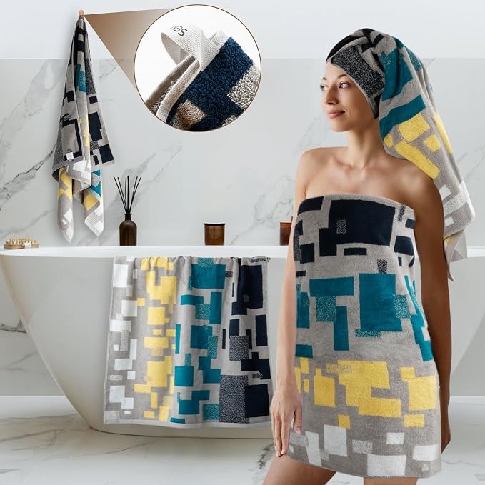SEMAXE Bathroom Towel, 100% Cotton Bath Towel - Image 2