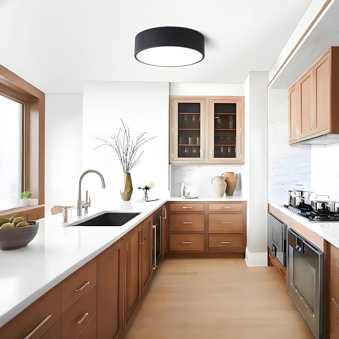 Dimmable Modern Flush Mount Ceiling Light Fixture, Matte Black Round LED Lights - Image 8