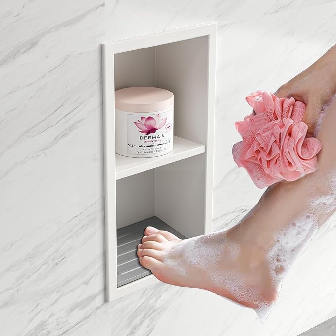 Shower Foot Rest for Shaving Legs, 304 Stainless Steel Footrest Niche by Qeke
