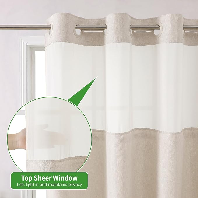 Stall No Hooks Needed Linen Textured Shower Curtain - Image 3