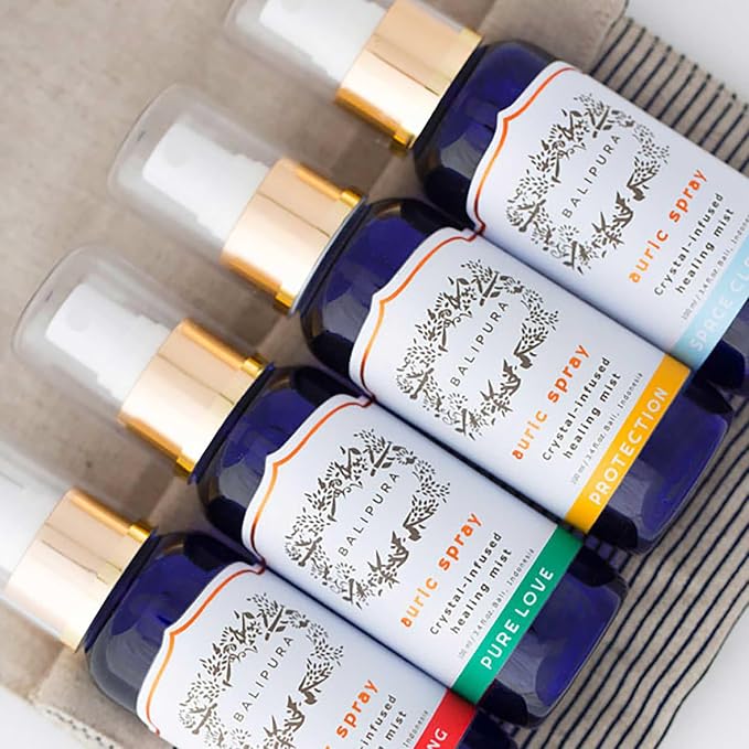 BALIPURA - 4 pc Variety Aura Cleansing Sprays Gift Set - Infused with Crystal - by Balipura