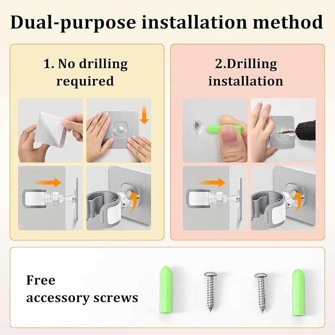 Adjustable Wall Mounted Shower Head Holder, Strong Adhesive & Drilling 2 - Image 8