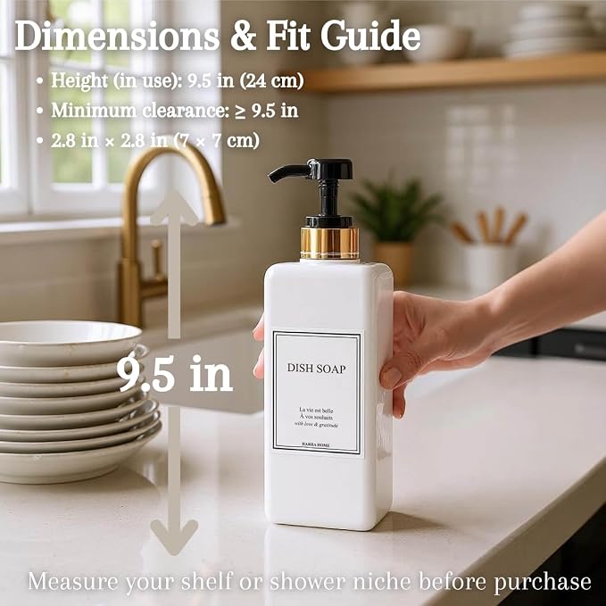 Modern Gold Design Pump Bottle Set 27 oz Refillable Shampoo and Conditioner - Image 2