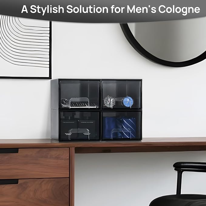 Vtopmart Black Small Stackable Storage Drawers, Cologne Organizer - Image 4