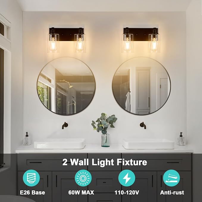 2-Light Bathroom Light Fixtures Modern ORB Vanity Lights - Image 4