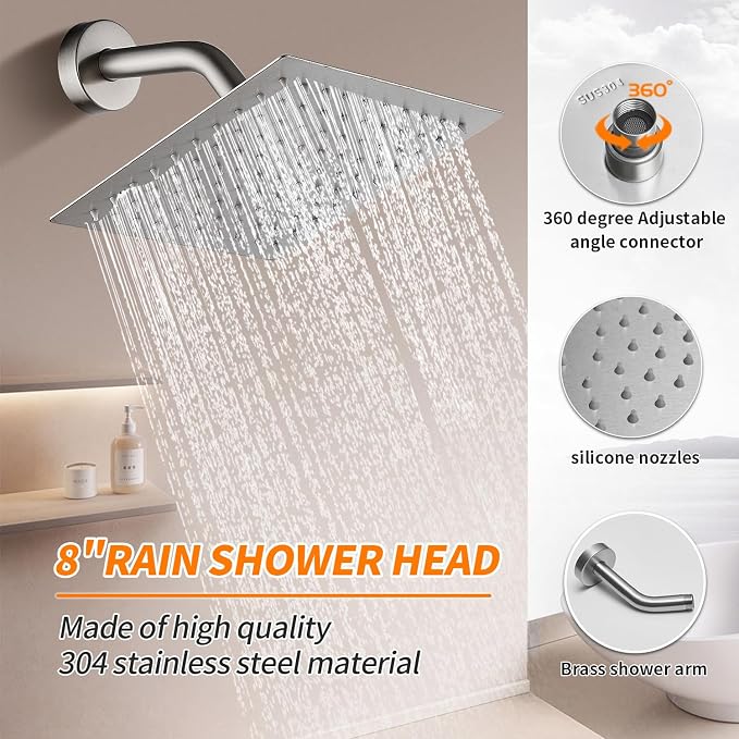 Brushed Nickel Shower Faucet Single Function Trim Kit - Image 4