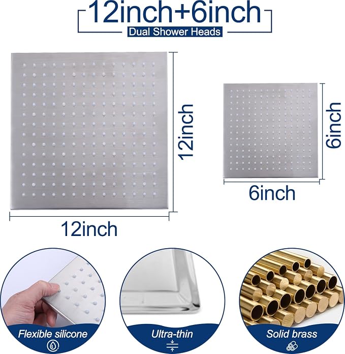 12" Shower Faucet Set Rain Shower System - Image 4