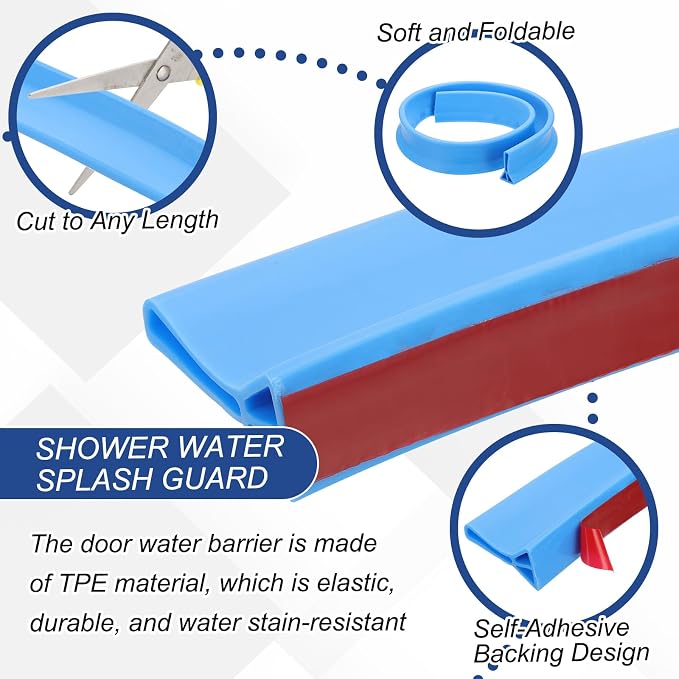 PATIKIL 2" Collapsible Shower Threshold Water Barrier, 78 Inch Self Adhesive - Image 3