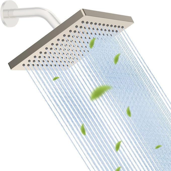 Hibbent Thickness Metal Rain Shower Head, 8 Inch High Pressure Rainfall Shower by Hibbent