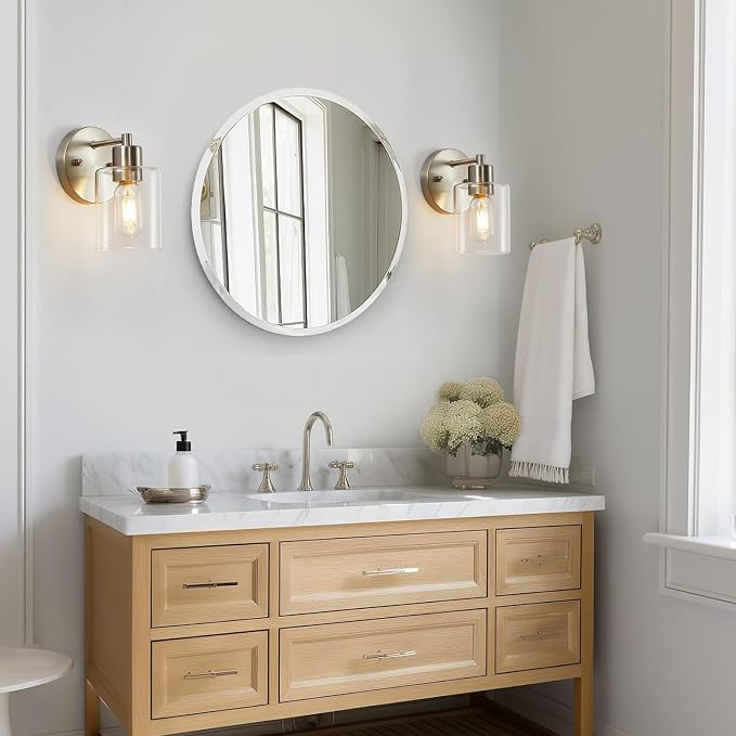 Wall Sconces for Bathroom, Brushed Nickel Vanity Light Fixtures, Modern Wall - Image 2