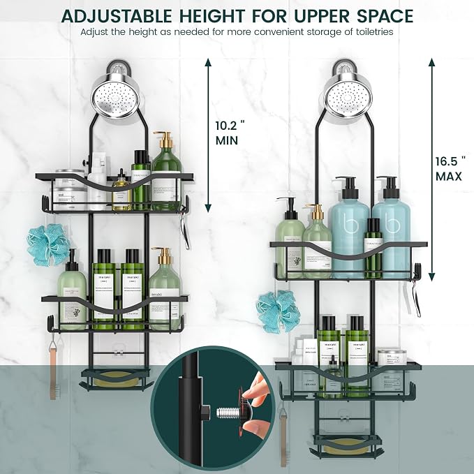 Shower Caddy Hanging Adjustable Shower Caddy, Rustproof Shower Organizer - Image 2