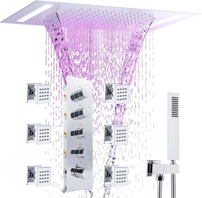 Multi Full Body Thermostatic Luxury Spa Shower System And 14x20 Inch LED 4 by NPYSVSSS