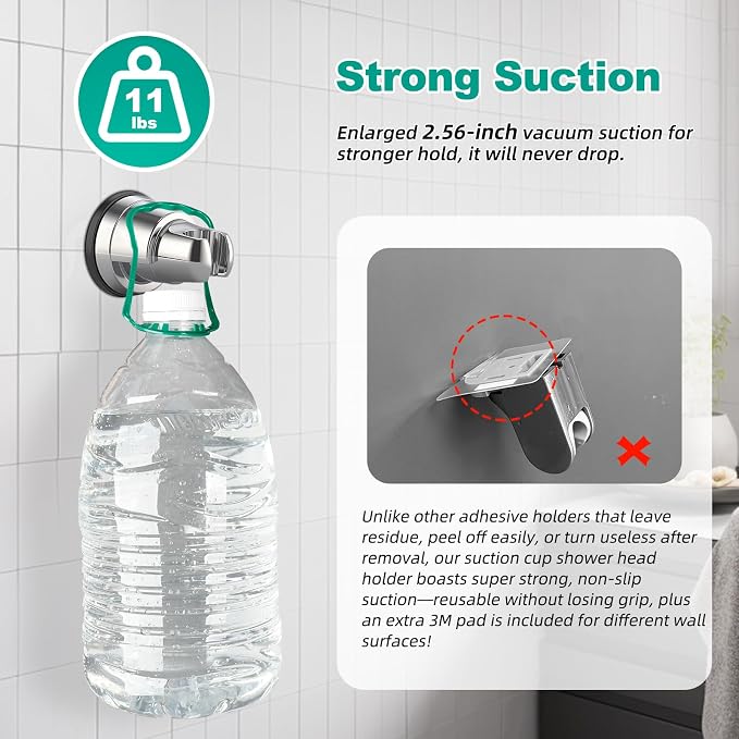 Hibbent 2 Pack Vacuum Suction Cup Shower Head Mount, Removable Shower Head - Image 5