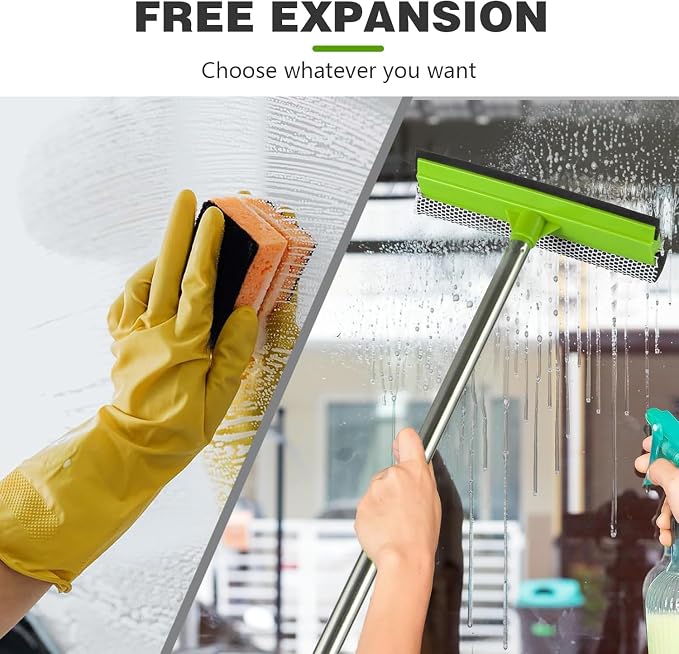 2-in-1 Window Squeegee with 30"-59" Stainless Steel Adjustable Handle - Image 5