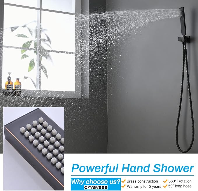 Ceiling Rain Shower Systemwith on-off Full Body Jets, Oil Rubbed Bronze - Image 7