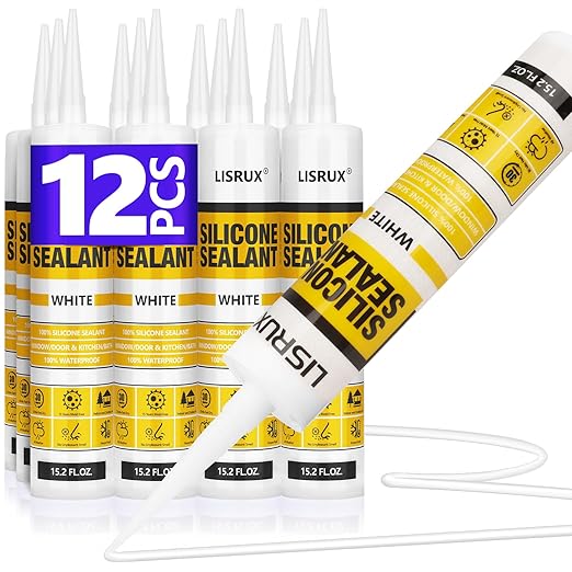 White Advanced Silicone Caulk, 100% Waterproof Silicone Sealant Indoor Outdoor by Unknown