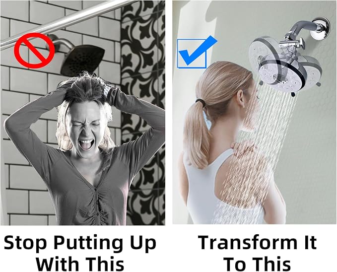 Adjustable Shower Head Extension Arm, 360° Swivel Elbow Adapter, Stainless - Image 5