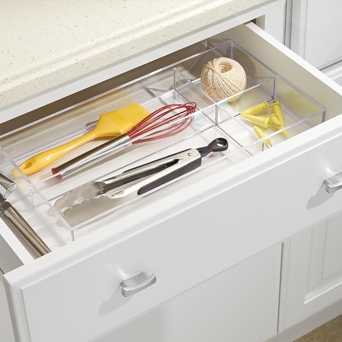 iDesign Clarity Plastic Divided Drawer Organizer, Storage Container - Image 2