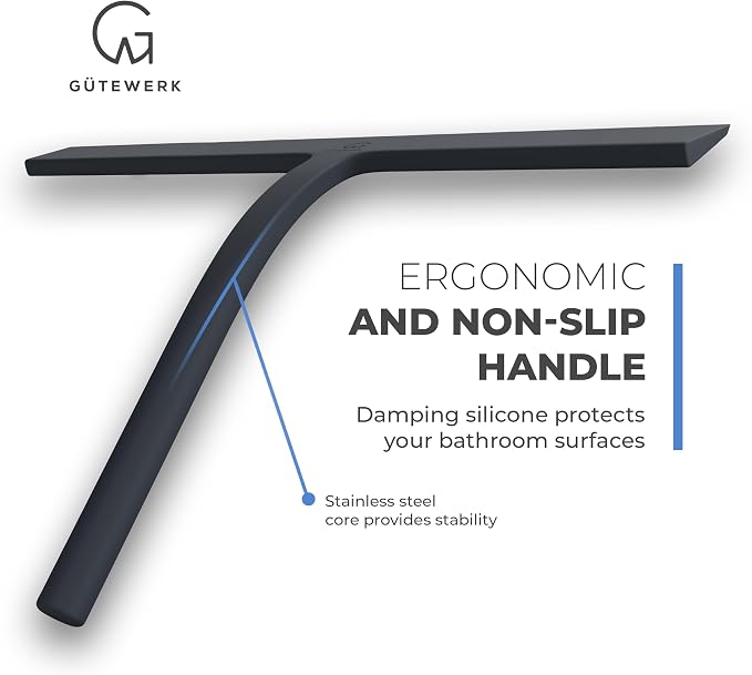 GÜTEWERK Shower Squeegee for Glass Doors, Silicone Window Squeegee, Bathroom - Image 2