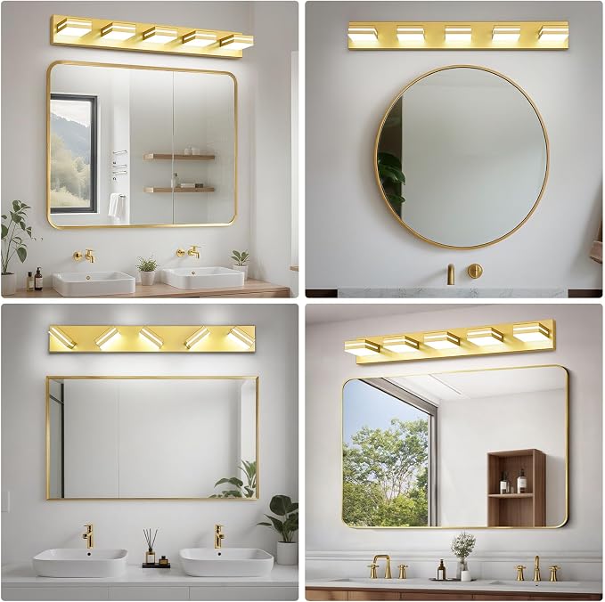 Modern LED Bathroom Lights Fixtures, Metal Gold Acrylic Wall Lighting, Vanity - Image 7