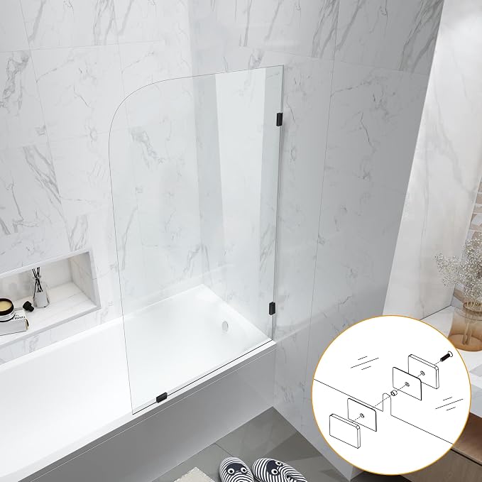 Bathtub Shower Glass Door 34 * 58 Inch, Bathroom Frameless Fixed Shower Door - Image 3