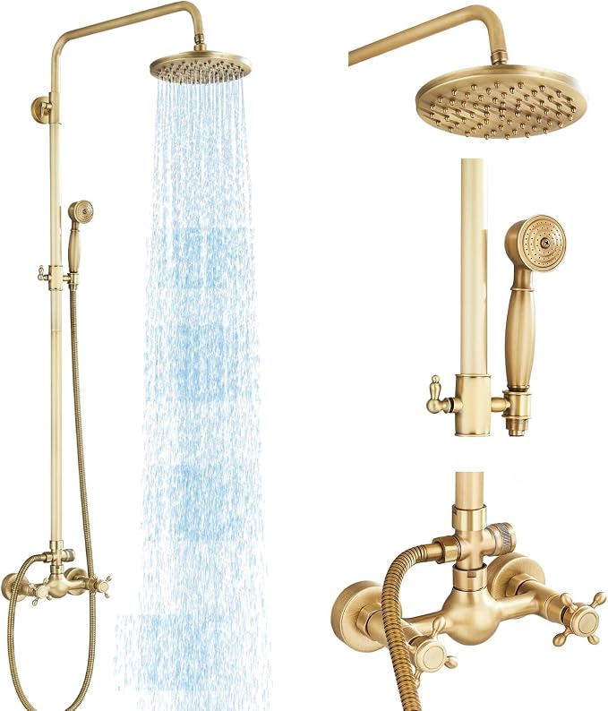 Antique Brass Shower System Bathroom Shower Faucet Set by MOSSON