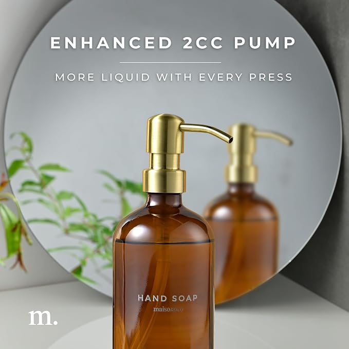 MaisoNovo Soap Dispenser 2-Piece Set | 16.9oz Amber Bottles - Image 5