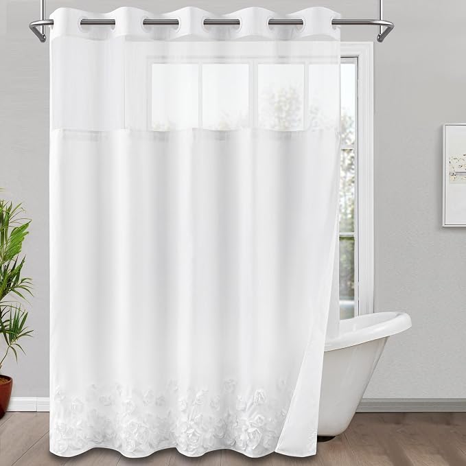 ROSERY No Hook Shower Curtain by ROSERY