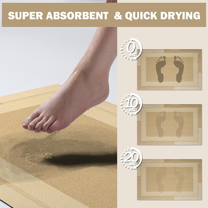 Extra Long Non Slip Bathroom Runner Bath Mat, Rubber Backing Ultra Thin Bath - Image 5