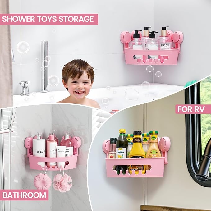 TAILI Corner Shower Caddy with Suction Cups, Wall Mounted Organizer Plastic Rack - Image 6
