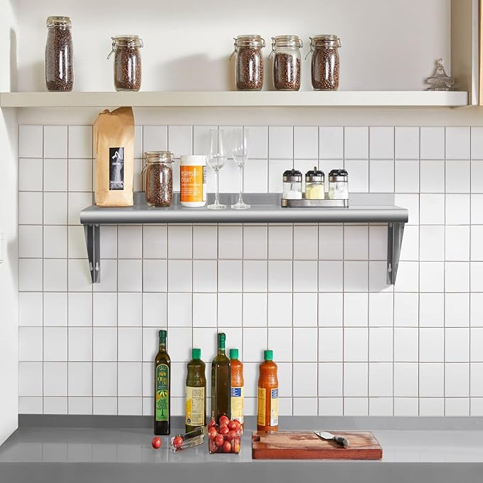 Hally Stainless Steel Shelf 12 x 60 Inches 315 lb, NSF Commercial Wall Mount - Image 6