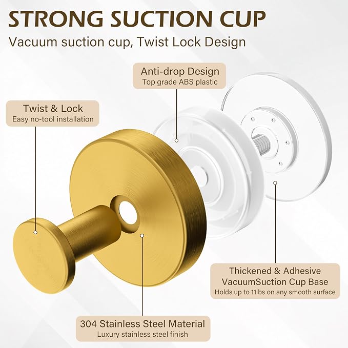 Shower Suction Cup Hooks, Heavy Duty Bathroom Wall Hooks - Image 2