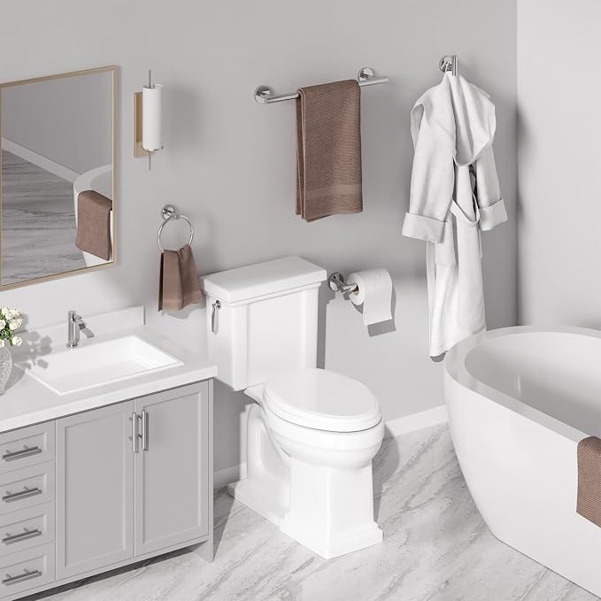USHOWER Polished Chrome Bathroom Accessories Set, 18-Inch Towel Bar Set Wall - Image 6