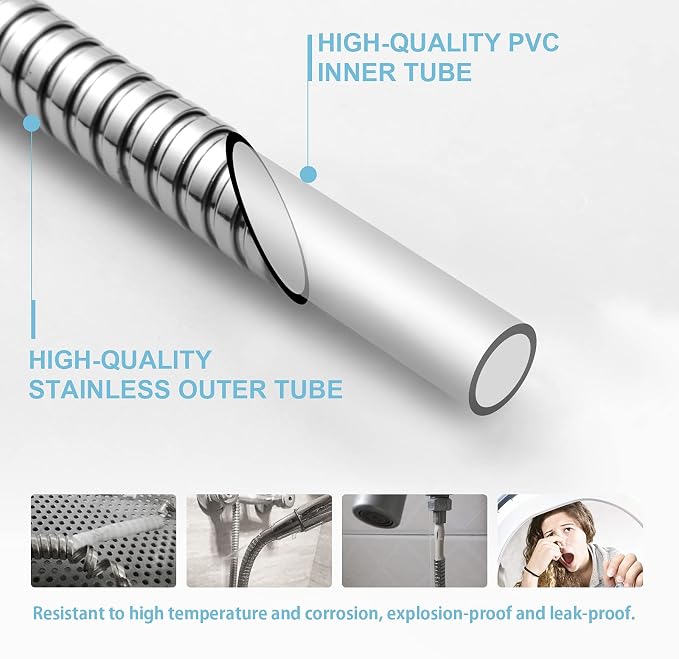 OFFO Shower Hose, 120 in Kink Free Stainless Steel Shower Hose Attachment - Image 4
