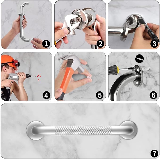 2 Pack 12 Inch Grab Bars for Bathtubs and Showers, Anti Slip Shower Grab Bars - Image 5