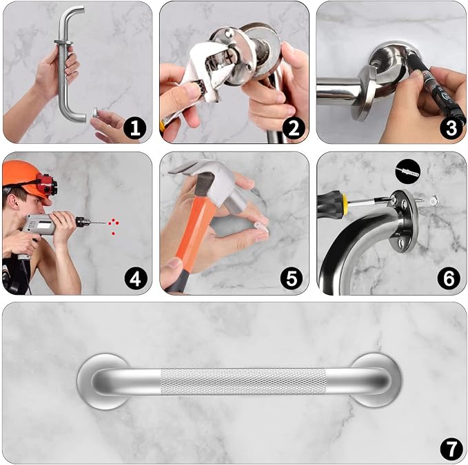 2 Pack 18 Inch Grab Bars for Bathtubs and Showers, Anti Slip Shower Grab Bars - Image 5