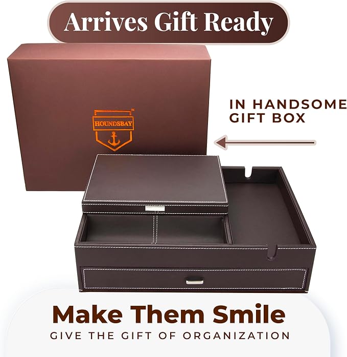Mens Watch Box Leather Valet Tray - Image 2