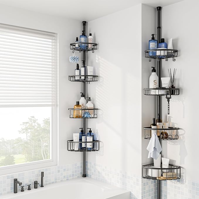 Corner Shower Caddy Tension Pole: Stainless Steel Rustproof 4-Tier Shower - Image 7
