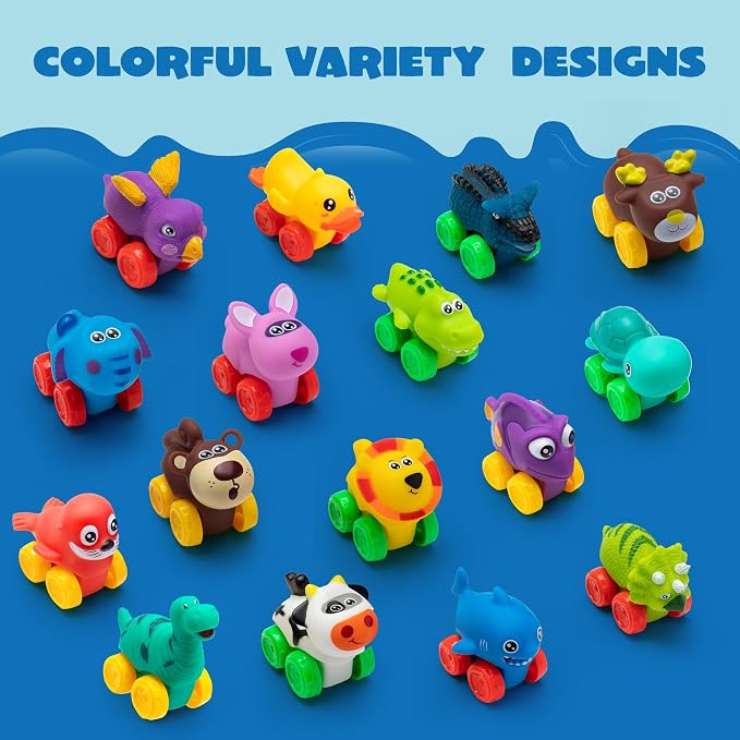 JOYIN Animal Cars, Soft Rubber Car Set Toy, Baby Mini Vehicles, Bath Toy Car - Image 6