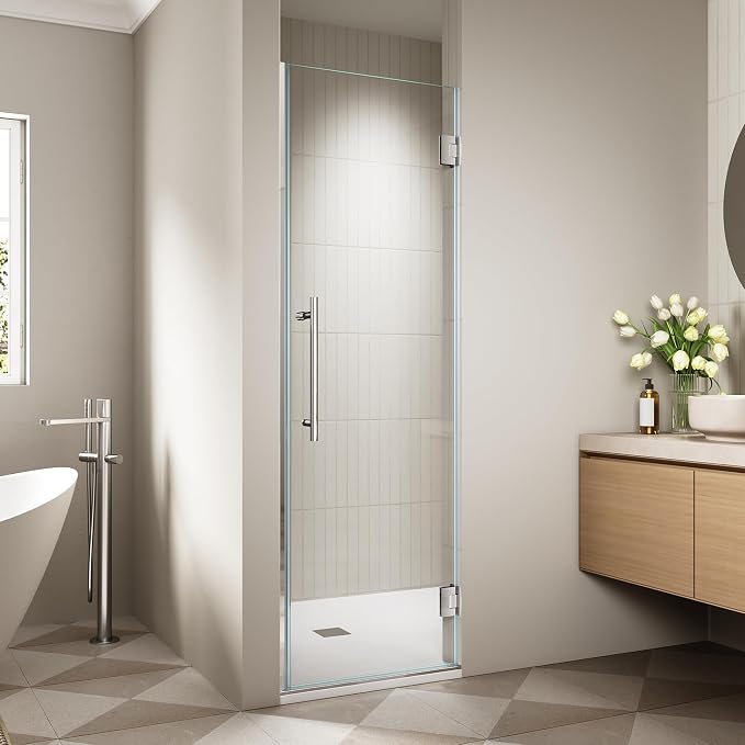 Frameless Hinged Shower Door, Single Swing Shower Panel by Unknown