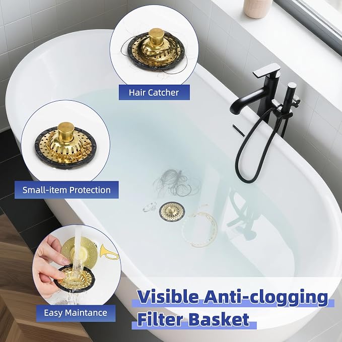 Metal 2 Pack Bathtub Drain Stopper - Image 2