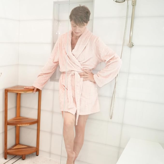 EcoDecors SnazzyCorner Natural Teak Corner Shower 3 Tier Shelf – Bathroom - Image 9