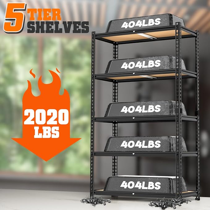LEVELEVE 5-Tier Heavy Duty Storage Shelving Unit, 2000 lbs Capacity, Adjustable - Image 4
