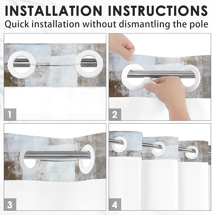 No Hook Grey Brown Painting Shower Curtain - Image 3